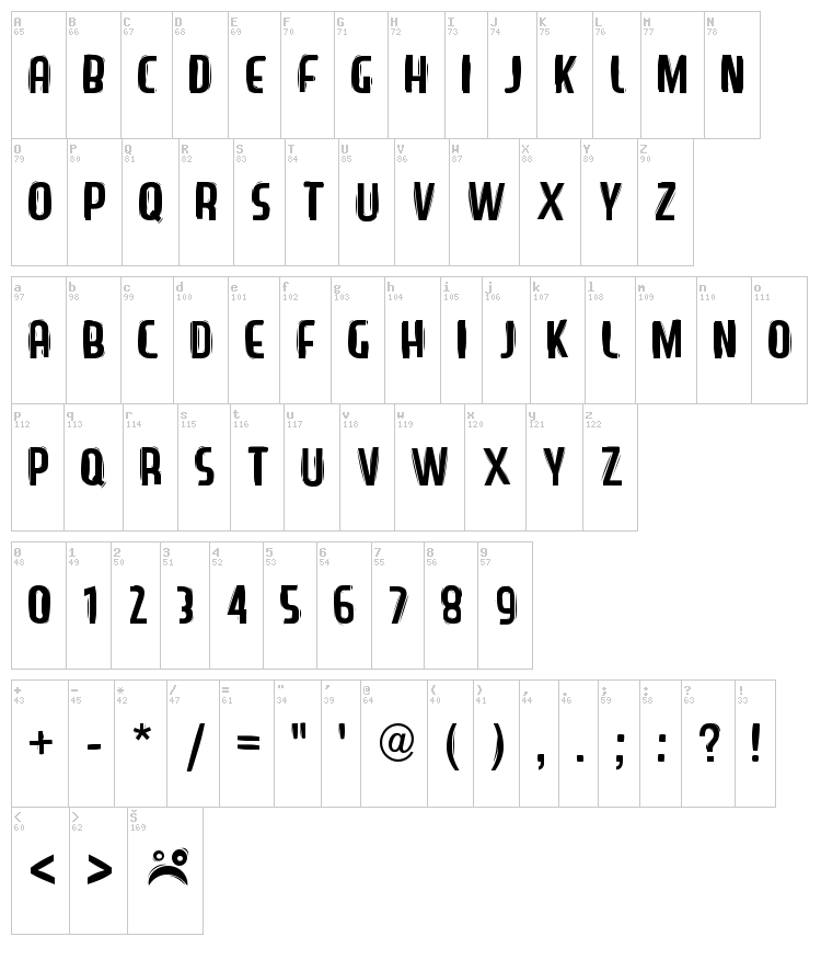 Lazy Sans font map